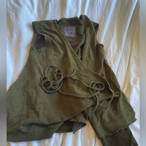 Calico Alchemy Organics Hemp Wrap Terry Olive Dark Green Top XL